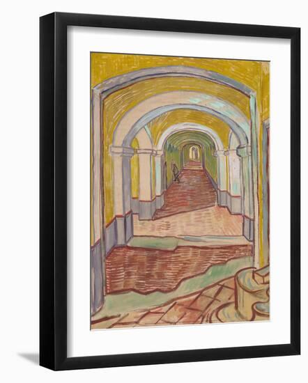 Corridor in Saint-Paul Hospital, 1889-Vincent Gogh-Framed Art Print