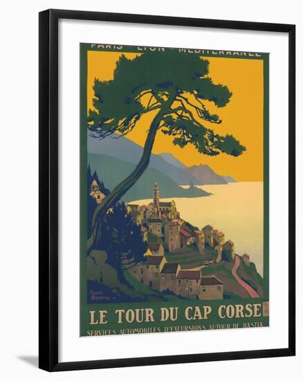 Corsica Island France - Le Tour Du Cap Corse - Vintage PLM Railway Travel Poster, 1923-Roger Broders-Framed Art Print