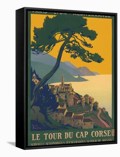 Corsica Island France - Le Tour Du Cap Corse - Vintage PLM Railway Travel Poster, 1923-Roger Broders-Framed Stretched Canvas