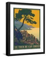 Corsica Island France - Le Tour Du Cap Corse - Vintage PLM Railway Travel Poster, 1923-Roger Broders-Framed Art Print