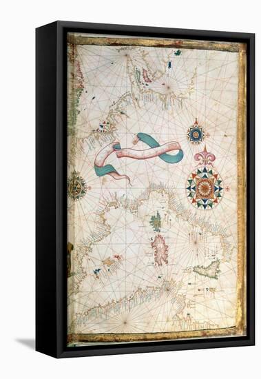 Corsica, Sardinia and Sicily, Detail from a World Atlas, 1565 (Vellum)-Diego Homen-Framed Stretched Canvas