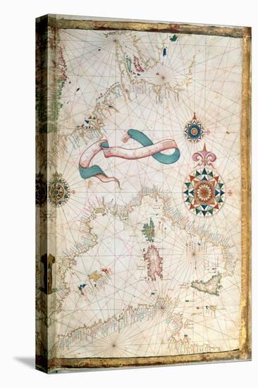 Corsica, Sardinia and Sicily, Detail from a World Atlas, 1565 (Vellum)-Diego Homen-Stretched Canvas