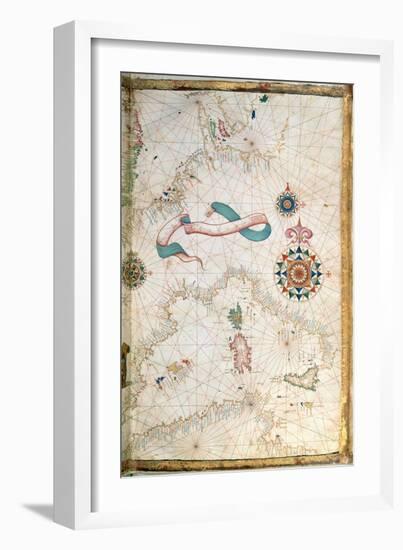 Corsica, Sardinia and Sicily, Detail from a World Atlas, 1565 (Vellum)-Diego Homen-Framed Giclee Print