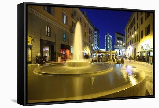 Corso Como at Dusk, Milan, Lombardy, Italy, Europe-Vincenzo Lombardo-Framed Stretched Canvas