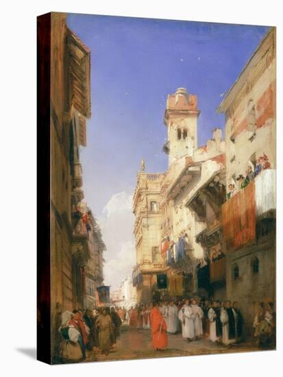 Corso Sant'Anastasia, Verona (Oil on Panel)-Richard Parkes Bonington-Stretched Canvas