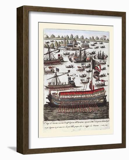 Cortejo Dux, Notables De Venecia El Dia De La Ascension-Habiti D’Hvomeni Et Donne Venetiane 1609-Franco Giacomo-Framed Art Print