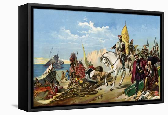 Cortes Scuttling His Ships after Landing in Mexico, c.1518-null-Framed Stretched Canvas