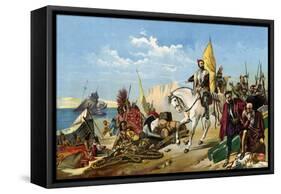 Cortes Scuttling His Ships after Landing in Mexico, c.1518-null-Framed Stretched Canvas