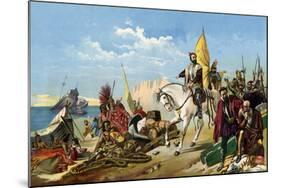 Cortes Scuttling His Ships after Landing in Mexico, c.1518-null-Mounted Giclee Print