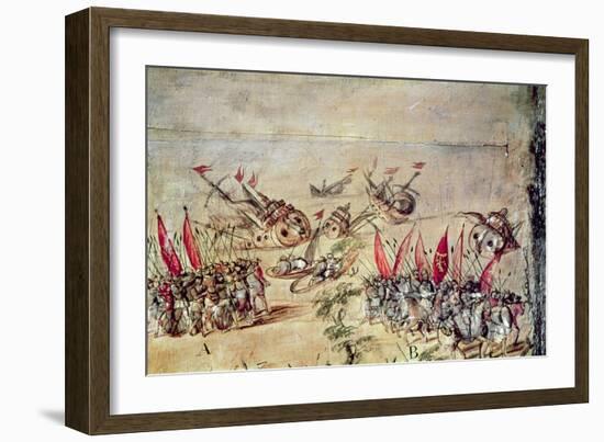Cortes Sinking His Fleet Off the Coast of Mexico, 1518-Spanish School-Framed Giclee Print