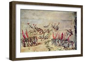 Cortes Sinking His Fleet Off the Coast of Mexico, 1518-Spanish School-Framed Giclee Print