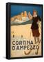 Cortina D'Ampezzo Skiing Vintage Ad Poster Print-null-Framed Poster