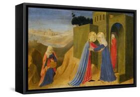 Cortona Altarpiece Showing the Annunciation, Predella: Visitation-Angelico & Strozzi-Framed Stretched Canvas