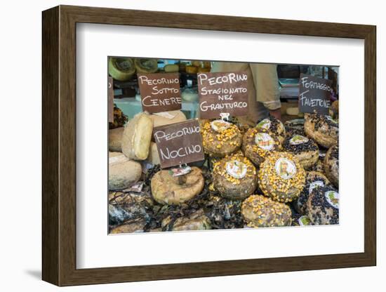 Cortona, Italy. Pecorino Sotto Vinaccia cheese rounds aged under straw.-Janet Horton-Framed Photographic Print