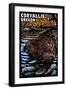 Corvallis, Oregon - Beaver - Scratchboard-Lantern Press-Framed Art Print