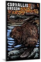 Corvallis, Oregon - Beaver - Scratchboard-Lantern Press-Mounted Art Print