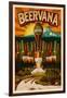 Corvallis, Oregon - Beervana Tap-Lantern Press-Framed Art Print