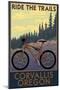 Corvallis, Oregon - Bicycle Ride the Trails-Lantern Press-Mounted Art Print