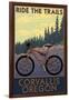Corvallis, Oregon - Bicycle Ride the Trails-Lantern Press-Framed Art Print