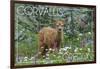 Corvallis, Oregon - Deer Fawn and Wildflowers-Lantern Press-Framed Art Print