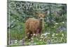 Corvallis, Oregon - Deer Fawn and Wildflowers-Lantern Press-Mounted Premium Giclee Print