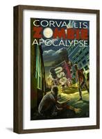 Corvallis, Oregon - Zombie Apocalypse-Lantern Press-Framed Art Print