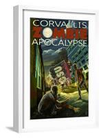 Corvallis, Oregon - Zombie Apocalypse-Lantern Press-Framed Art Print