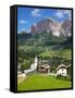 Corvara and Sass Songher Mountain, Badia Valley, Trentino-Alto Adige/South Tyrol, Italy-Frank Fell-Framed Stretched Canvas