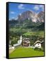 Corvara and Sass Songher Mountain, Badia Valley, Trentino-Alto Adige/South Tyrol, Italy-Frank Fell-Framed Stretched Canvas