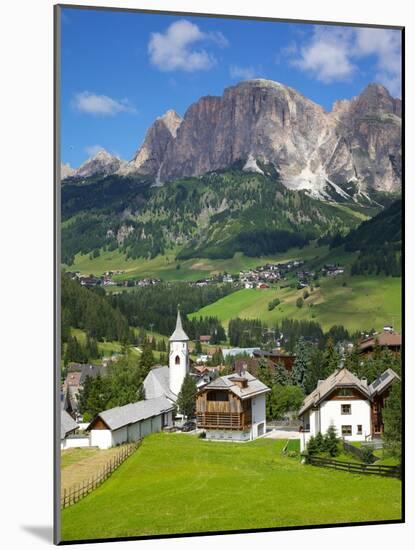 Corvara and Sass Songher Mountain, Badia Valley, Trentino-Alto Adige/South Tyrol, Italy-Frank Fell-Mounted Photographic Print