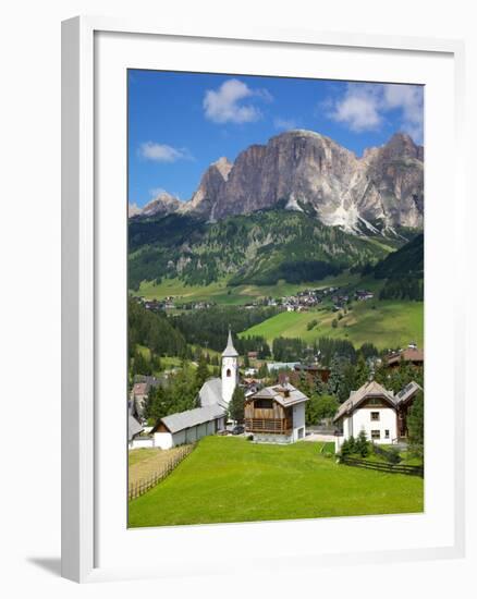 Corvara and Sass Songher Mountain, Badia Valley, Trentino-Alto Adige/South Tyrol, Italy-Frank Fell-Framed Photographic Print