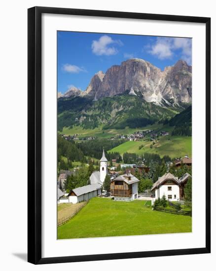 Corvara and Sass Songher Mountain, Badia Valley, Trentino-Alto Adige/South Tyrol, Italy-Frank Fell-Framed Photographic Print