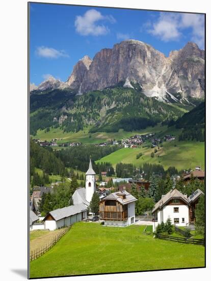 Corvara and Sass Songher Mountain, Badia Valley, Trentino-Alto Adige/South Tyrol, Italy-Frank Fell-Mounted Photographic Print