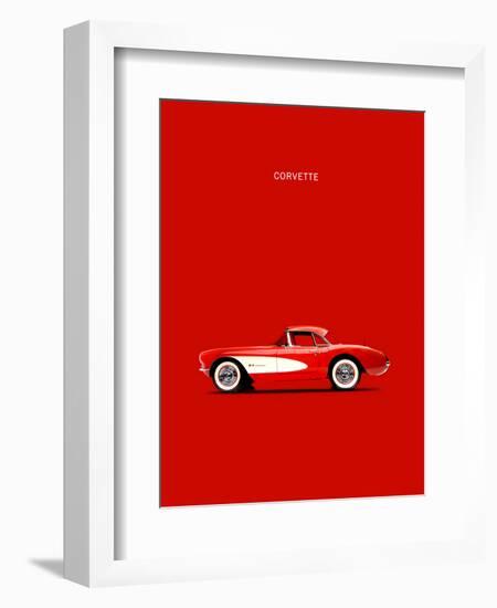 Corvette 1957 Red-Mark Rogan-Framed Art Print