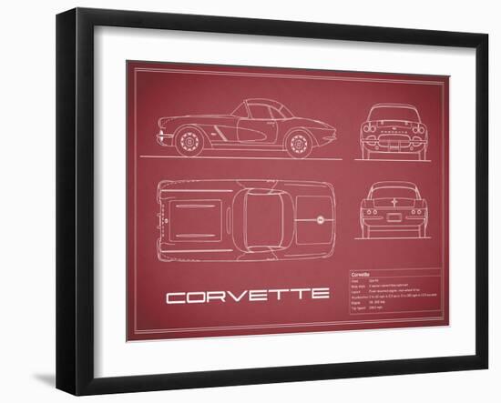 Corvette 33BHP-Maroon-Mark Rogan-Framed Art Print