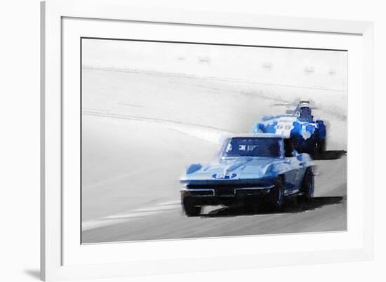 Corvette and AC Cobra Shelby Watercolor-NaxArt-Framed Art Print