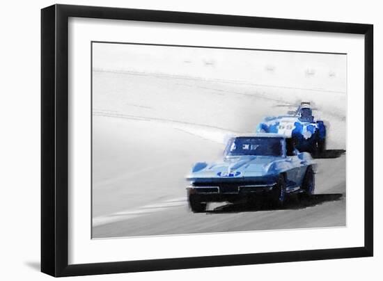 Corvette and AC Cobra Shelby Watercolor-NaxArt-Framed Art Print