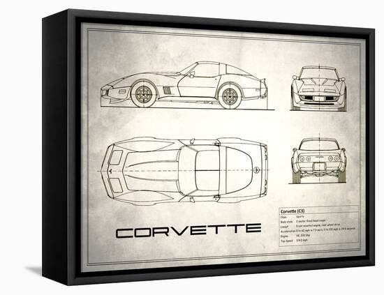 Corvette C3 White-Mark Rogan-Framed Stretched Canvas