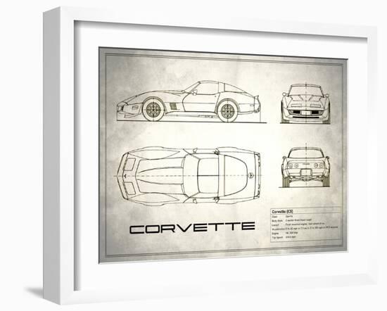 Corvette C3 White-Mark Rogan-Framed Art Print