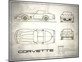 Corvette C3 White-Mark Rogan-Mounted Art Print