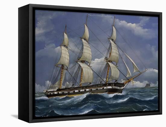 Corvette Sailing, Tempera by Unknown Artist, 19th Century-null-Framed Stretched Canvas