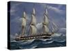 Corvette Sailing, Tempera by Unknown Artist, 19th Century-null-Stretched Canvas