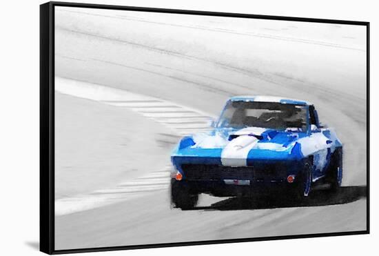 Corvette Stingray Laguna Seca Watercolor-NaxArt-Framed Stretched Canvas