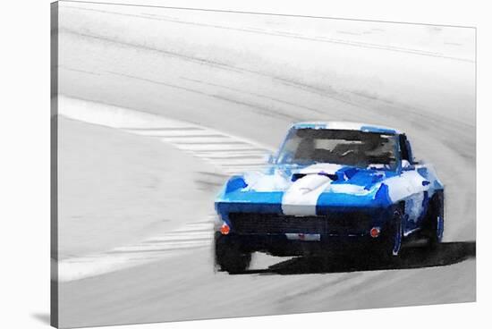 Corvette Stingray Laguna Seca Watercolor-NaxArt-Stretched Canvas