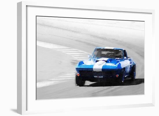 Corvette Stingray Laguna Seca Watercolor-NaxArt-Framed Art Print