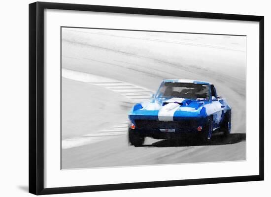 Corvette Stingray Laguna Seca Watercolor-NaxArt-Framed Art Print