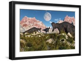Corythosaurus Nesting Ground Set During the Cretaceous Period-null-Framed Art Print