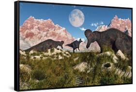 Corythosaurus Nesting Ground Set During the Cretaceous Period-null-Framed Stretched Canvas