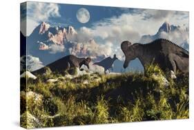 Corythosaurus Nesting Ground Set During the Cretaceous Period-null-Stretched Canvas