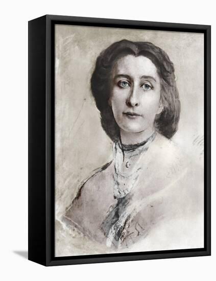 Cosima Wagner portrait by-Franz Seraph von Lenbach-Framed Stretched Canvas